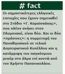 Οι σημαντικότερες ελληνικές επιτυχίες που έχουν σημειωθεί στο Στάδιο «Γ. Καραϊσκάκης»,