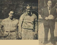 Ο Ματζάρογλου και τα αγαπημένα του σπορ: αριστερά κρατώντας ρακέτα του τένις και δεξιά του πινγκ πονγκ.